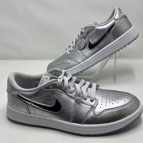 men Size 9 Nike Air Jordan 1 Low G Golf Metallic Silver FD6848-001